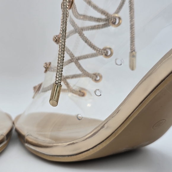 NWOT Cape Robbin Lookey Rose Gold Clear See-through Transparent Heeled Booties - Picture 8 of 16